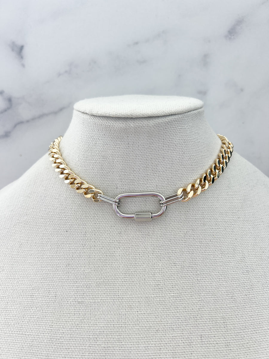 Two Tone Carabiner Chain Necklace – Walsh Jewelry