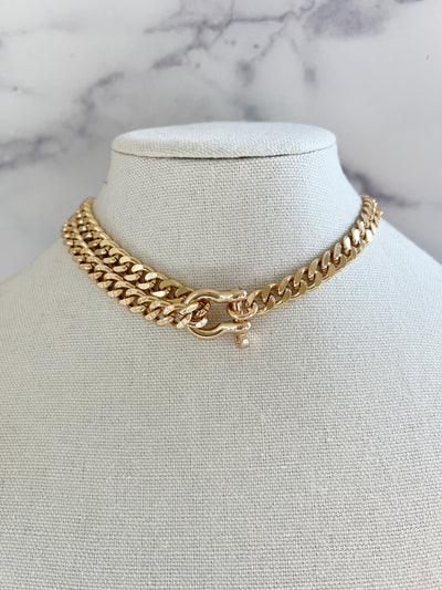Thick Gold Chain Necklace Gold Double Chain Necklace Miami Cuban Chain Necklace Gold Carabiner Chain Necklace Thick Chunky Chain Necklace