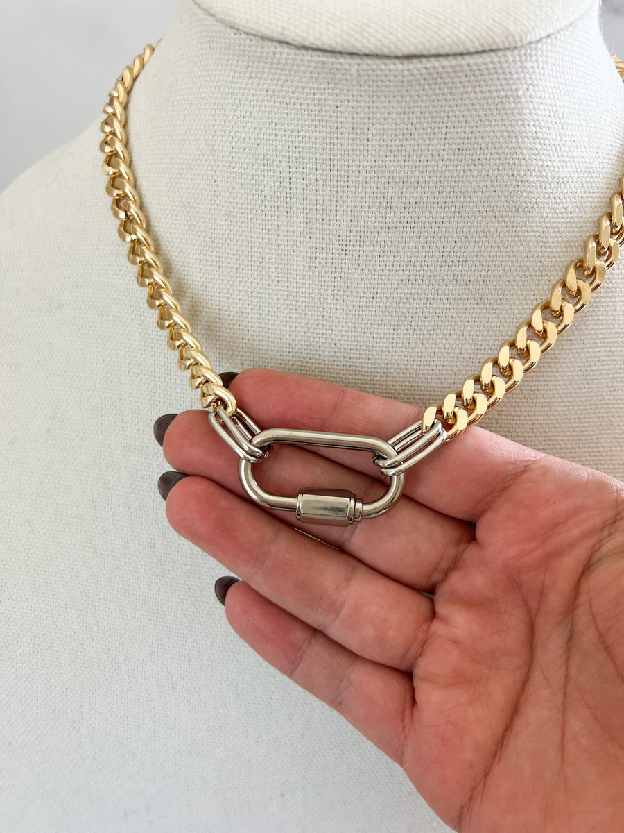 Two Tone Carabiner Chain Necklace – Walsh Jewelry