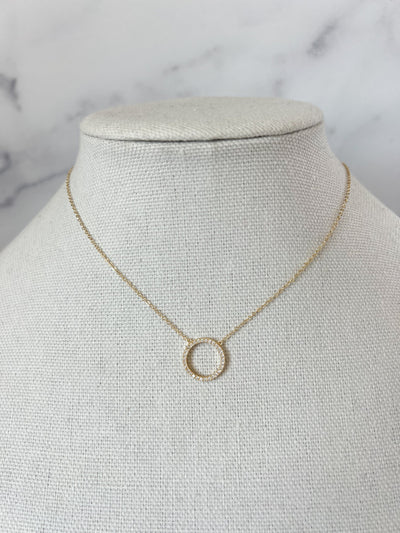 Infinity Circle Necklace Gold Karma Necklace Hammered Gold Circle Pendant Dainty Open Circle Necklace Dainty Gold Necklace Minimal Necklace