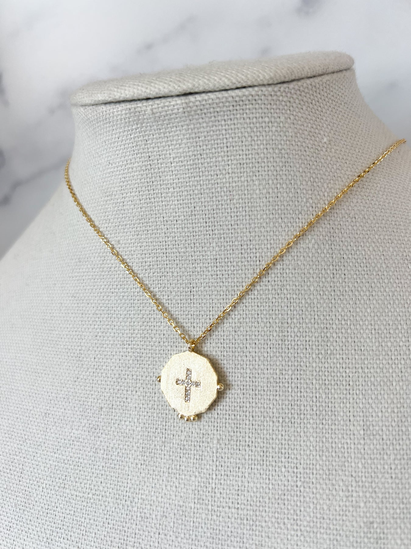 4th Century Christian Coin in a 14k Gold Hammered Cross Pendant