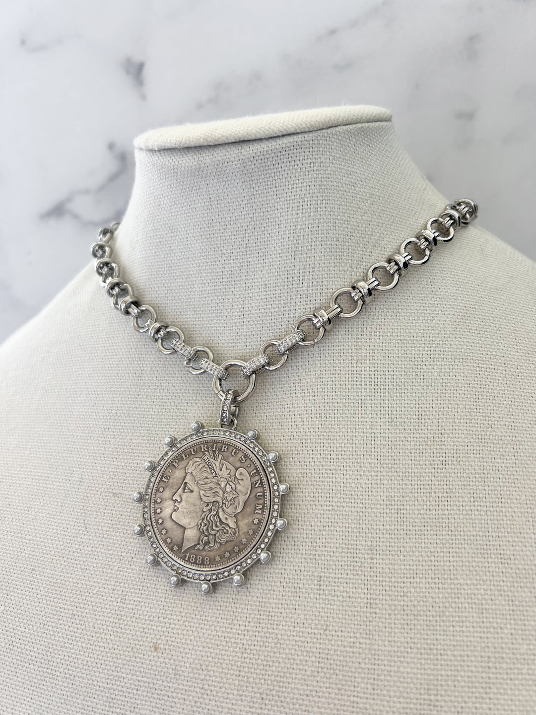 Gold Morgan Dollar Vintage Stone Coin Necklace – Walsh Jewelry