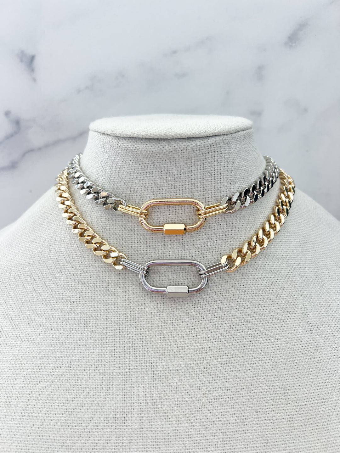 Two Tone Carabiner Chain Necklace – Walsh Jewelry