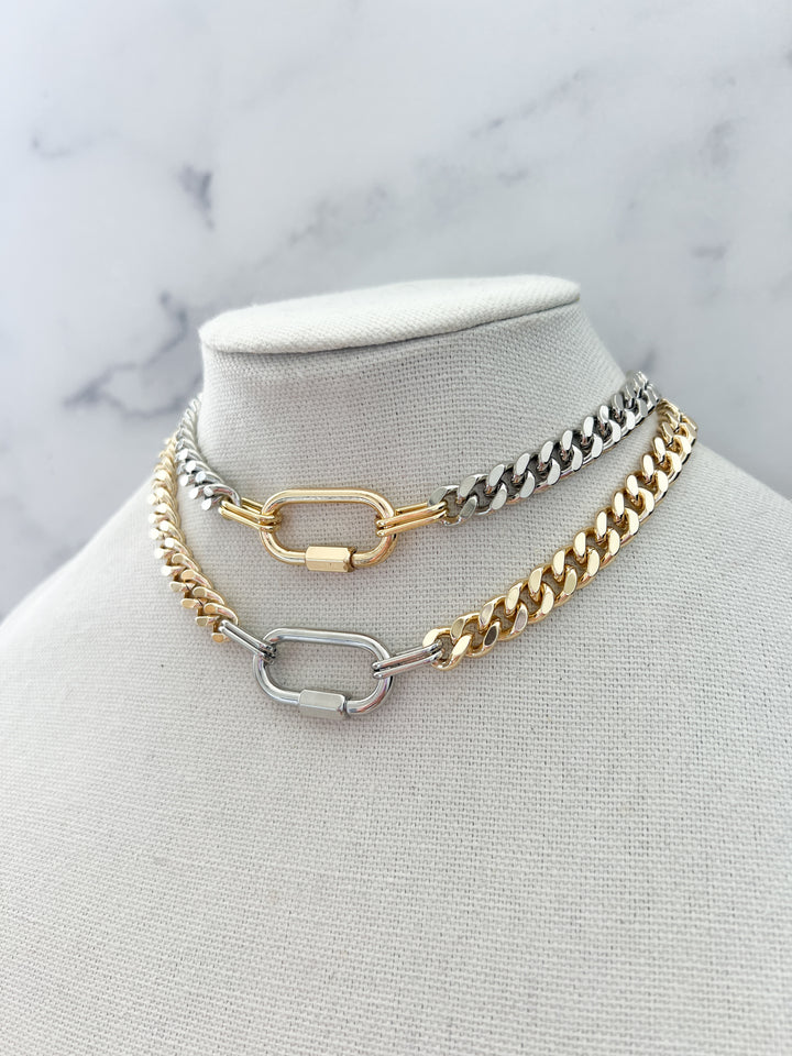 Two Tone Carabiner Chain Necklace – Walsh Jewelry