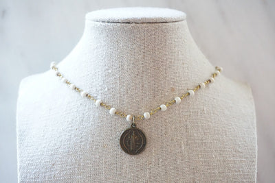 Vintage Coin Necklace White Beaded Coin Necklace White Turquoise Beaded Necklace Vintage Coin Necklace White Beaded Choker Necklace Roman