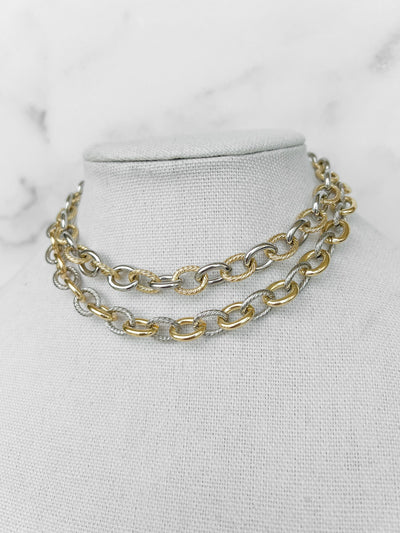 Mixed Metal Chain Necklace Two Toned Chain Necklace Gold and Silver Link Chain Duo Tone Necklace Unique Mixed Metal Necklace