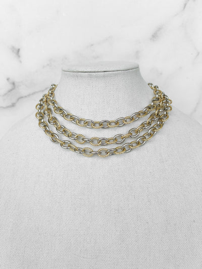 Two Tone Chain Necklace Gold and Silver Chain Necklace Mixed Metals Chain Necklace Gold Rope Chain Necklace Mixed Metals Link Chain