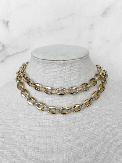 mixed Metal Chain Necklace Chunky Gold And Silver Chain Necklace Thick Gold and Silver Chain Necklace