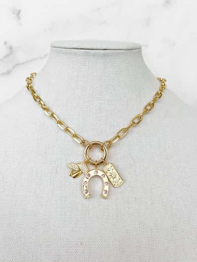 Lucky Charm Necklace Gold Charm Necklace Dainty Gold Charms for Necklace Tarot Card Jewelry Mushroom Jewelry Gold Paperclip Necklace Custom