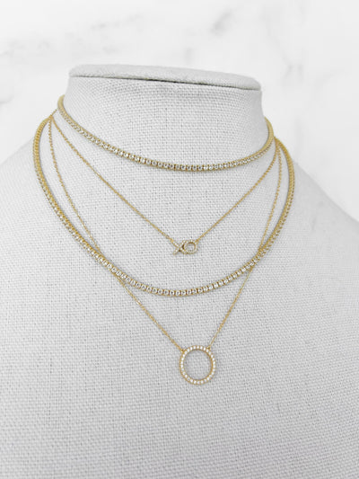 Sterling Silver Circle Necklace Gold Infinity Necklace XO Necklace Necklace for Soulmate CZ Tennis Necklace