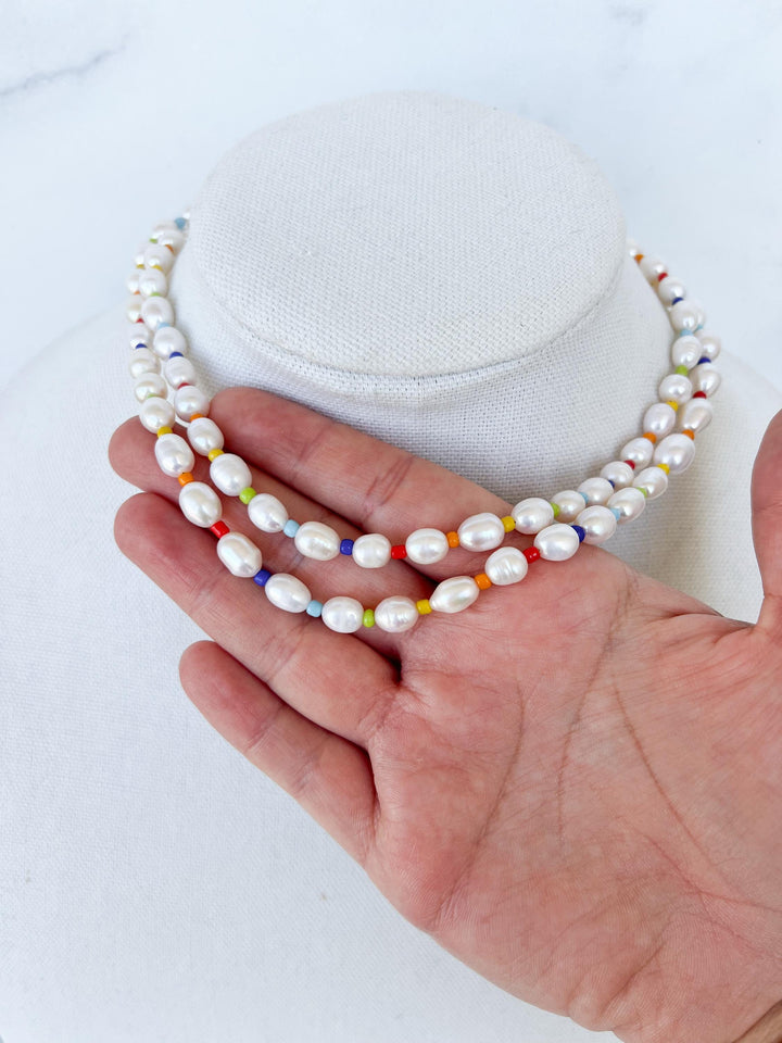 Rainbow Beaded Pearl Necklace – Walsh Jewelry