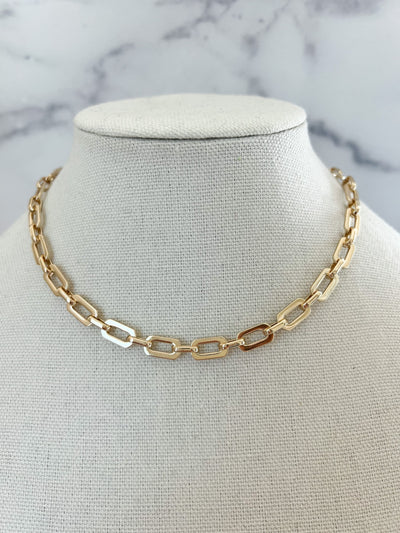 Gold Paperclip Chain Necklace Rectangle Chain Necklace Gold Link Necklace Thick Dainty Chain Necklace Gold Thick Chain Necklace Link Chain