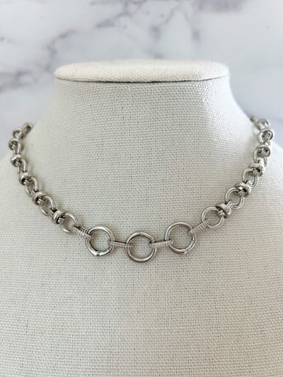 Silver Chunky Necklace Silver Chain Necklace Mixed Paperclip Link Chain Necklace Silver Paperclip Silver Necklace Open Link for Charms