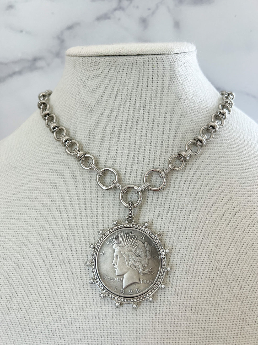 [SHOVEOFF] Silver Coin Chain Necklace ★人気★ il_fullxfull.