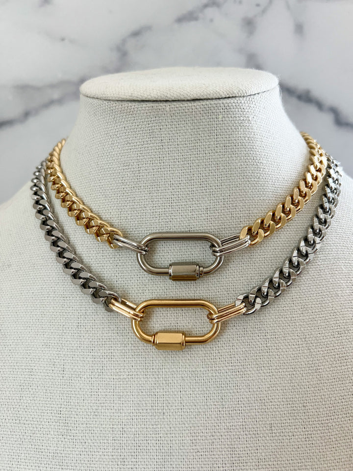 Two Tone Carabiner Chain Necklace – Walsh Jewelry